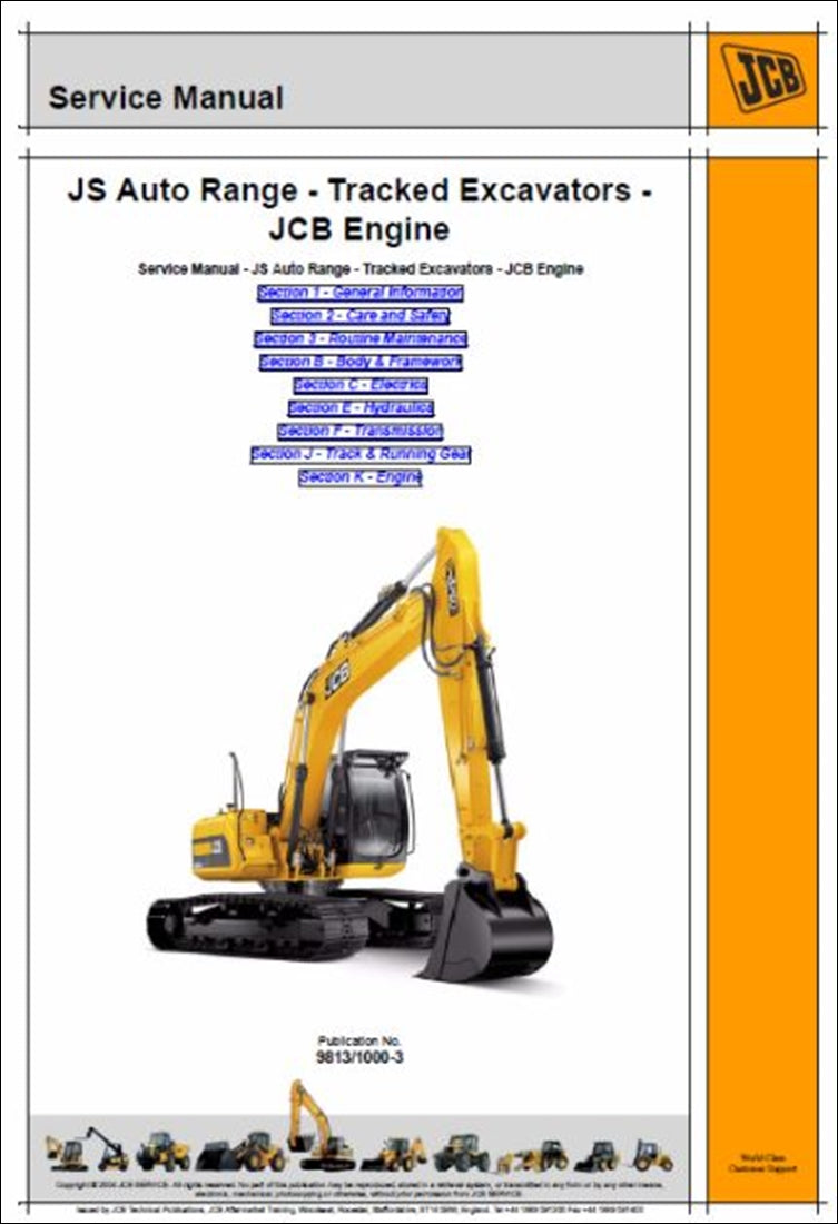 Manual De Serviço Escavadeira JCB JS115, JS130, JS145, JS160, JS180, JS200, JS210, JS220