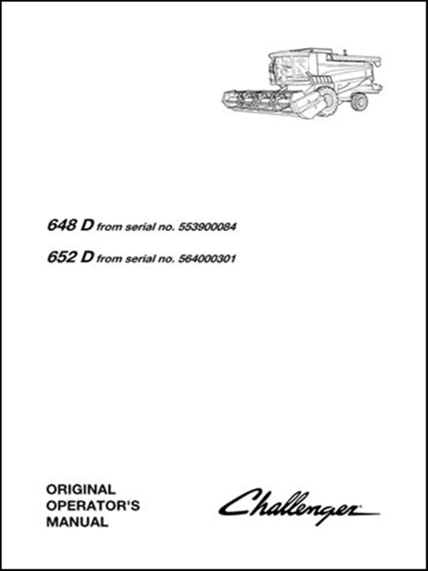 Operator's Manual CHALLENGER - 648 D\652 D - Colhetadeira