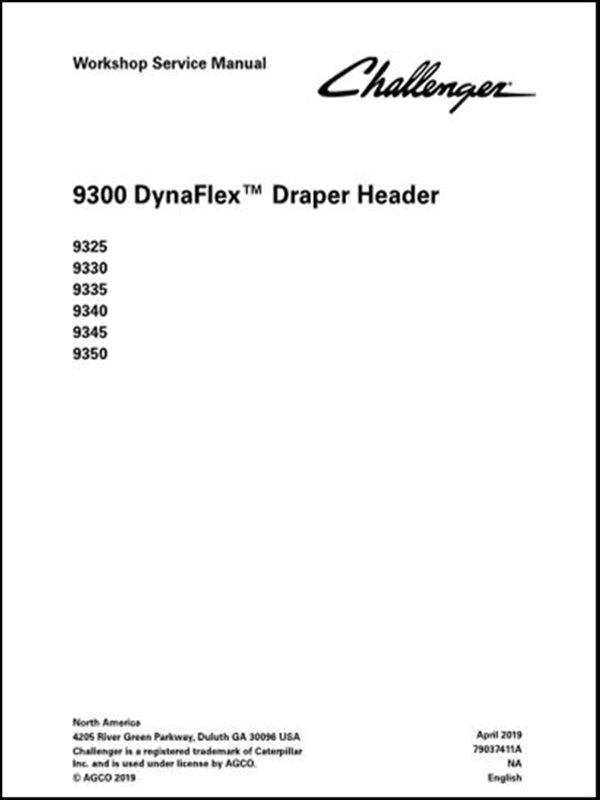 Service Manual CHALLENGER - 9325,9330,9335,9340,9345 - Colhetadeira