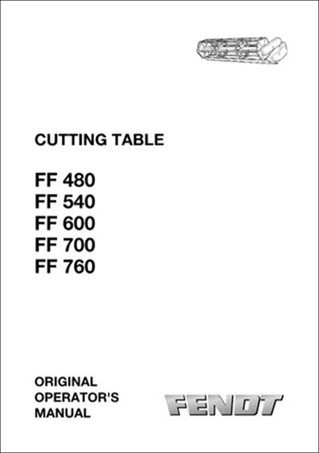 Manual do operador FENDT - Mesa de corte FF 480\FF 540\FF 600