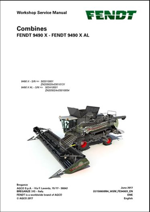 Manual de Serviço FENDT - 9490 X\9490 X AL - Colheitadeira