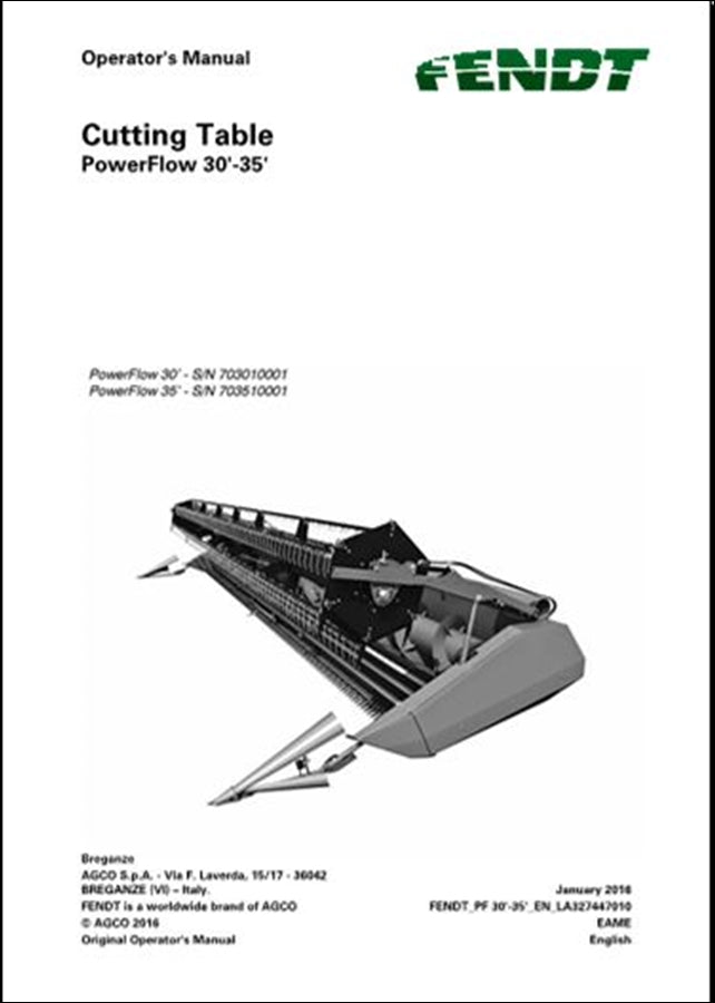 Manual do Operador FENDT - 30-35 PowerFlower - Colheitadeira