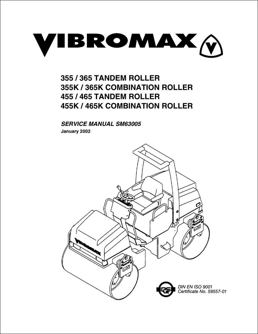 Tandum Manual de serviço do rolo JCB Vibromax 355, 365, 455, 465