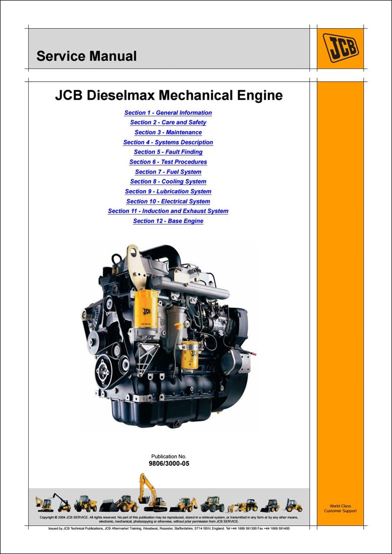 Manual de serviço de reparo Dieselmax Mecânico Motor JCB 444, 448
