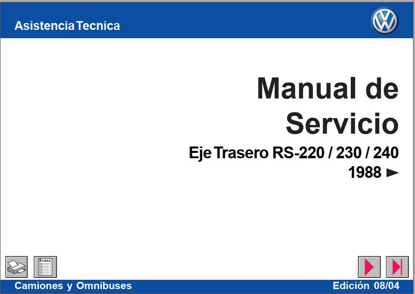 MANUAL DE SERVIÇOS DE OFICINA PDF EIXO TRASEIRO RS-220, 230, 240 - VOLKSWAGEN