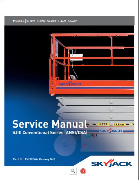 MANUAL DE SERVIÇOS DE OFICINA PDF ELEVADOR TESOURA SJ 3220, SJ3226, SJ 4629, SJ4632 - SKYJACK