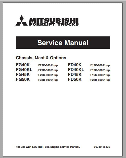 MANUAL DE SERVIÇOS DE OFICINA PDF EMPILHADEIRA FG-FD 40K, 40KL, 45K, 50K - MITSUBISHI