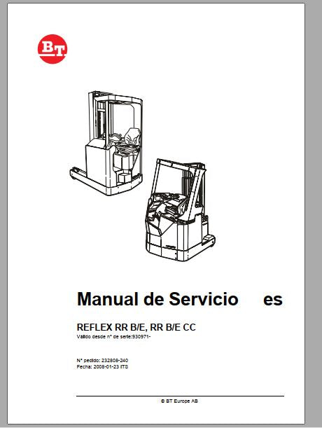 MANUAL DE SERVIÇOS DE OFICINA PDF EMPILHADEIRA REFLEX RR B-E, RR B-E CC - TOYOTA