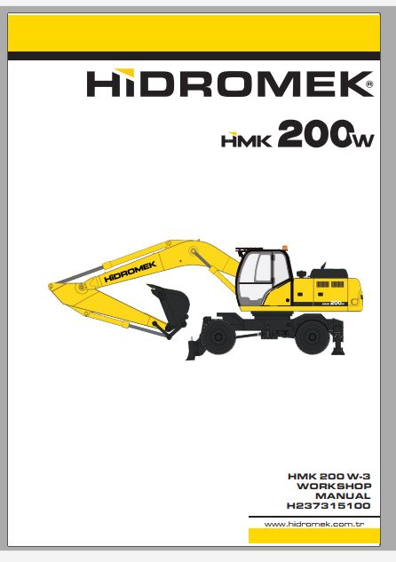 MANUAL DE SERVIÇOS DE OFICINA PDF ESCAVADEIRA HMK 200W - HIDROMEK