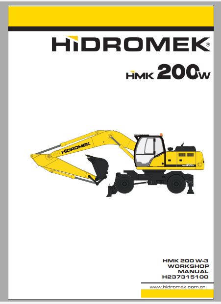 MANUAL DE SERVIÇOS DE OFICINA PDF ESCAVADEIRA HMK 200W-3 - HIDROMEK