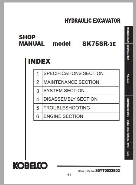 MANUAL DE SERVIÇOS DE OFICINA PDF ESCAVADEIRA SK75SR-3E - KOBELCO