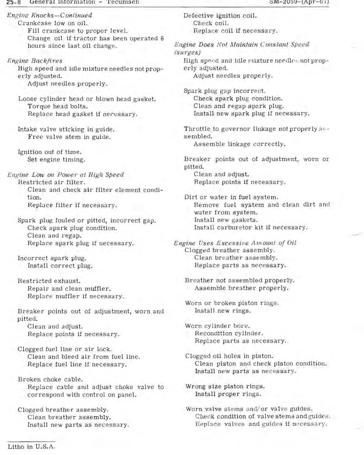 Manual de Serviço John Deere 110 · 112 — procedimento de serviço (página interna do PDF)