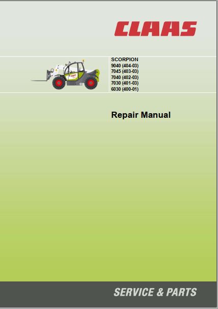 MANUAL DE SERVIÇOS DE OFICINA PDF MANUPULADOR TELESCÓPICO 9040, 7045, 7040, 7040, 6030 - CLAAS