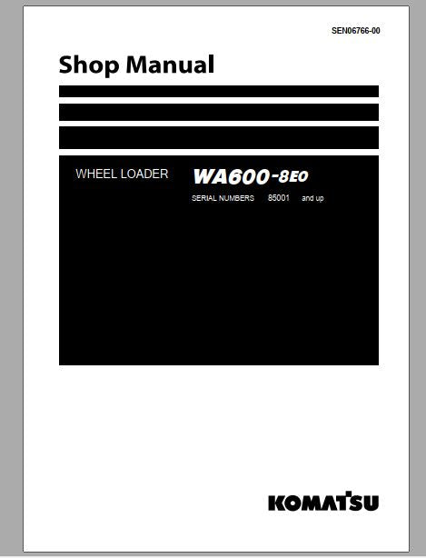MANUAL DE SERVIÇOS DE OFICINA PDF PÁ CARREGADEIRA WA600-8E0 - KOMATSU