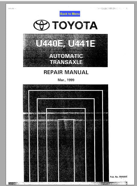 MANUAL DE SERVIÇOS DE OFICINA PDF TRANSMISSÃO AUTOMÁTICA U440E, U441E - TOYOTA