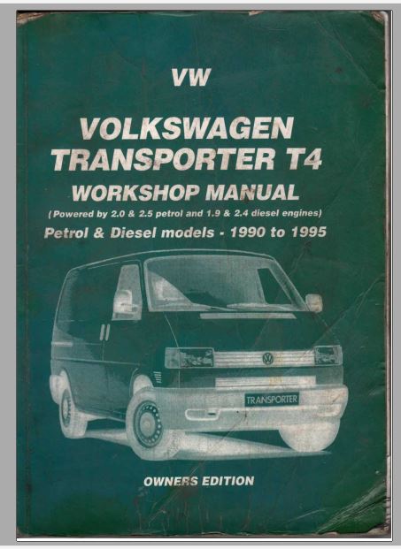MANUAL DE SERVIÇOS DE OFICINA PDF TRANSPORTER T4 1990 Á 1995 - VOLKSWAGEN