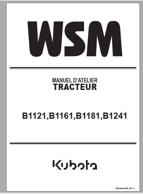 MANUAL DE SERVIÇOS DE OFICINA PDF TRATORES B1121 B1161 B1181 B1241 - KUBOTA
