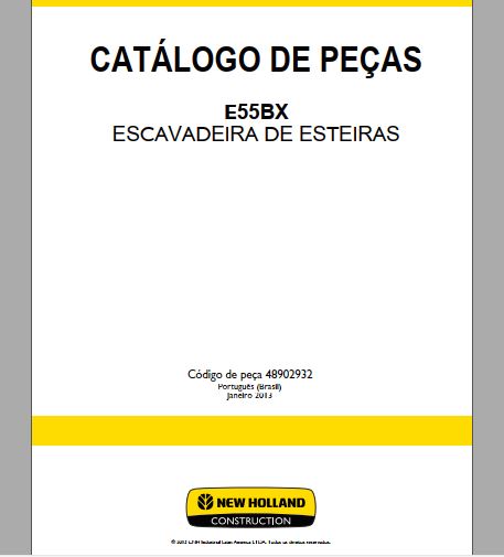 CATALOGO DE PEÇAS PDF ESCAVADEIRA HIDRÁULICA E55BX - NEW HOLLAND