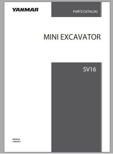 CATALOGO DE PEÇAS PDF MINI ESCAVADEIRA SV16 - YANMAR