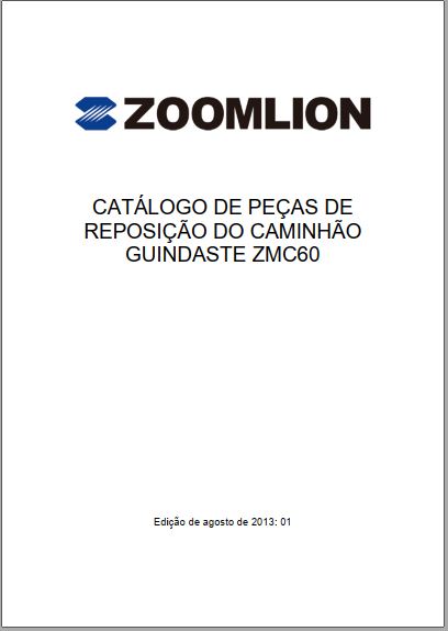 CATALOGO DE PEÇAS PDF CAMINHÃO GUINDASTE ZMC60 - ZOOMLION