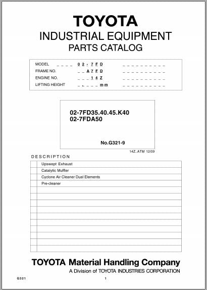 CATALOGO DE PEÇAS PDF EMPILHADEIRA 7FD35.40.45.K40 7FDA50 - TOYOTA