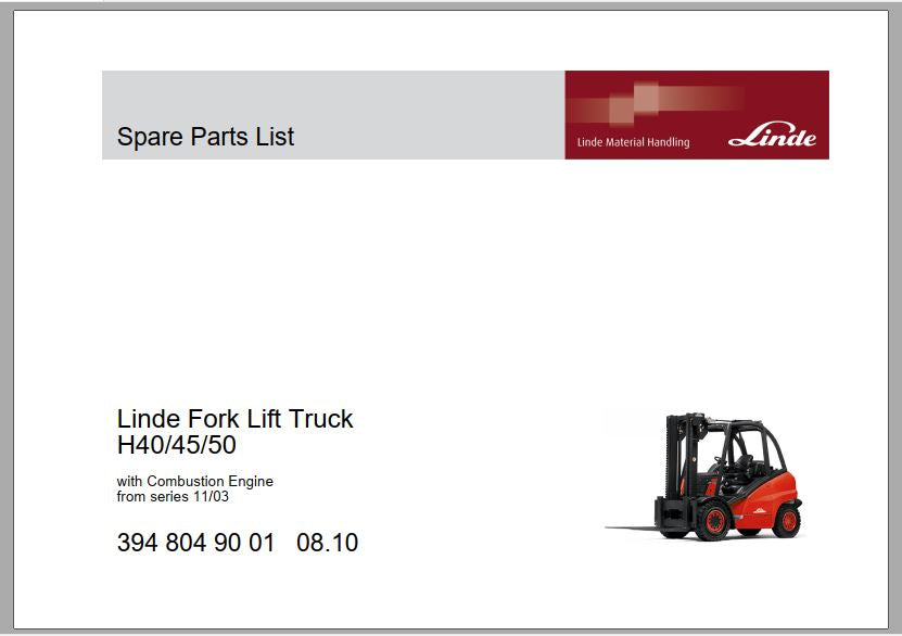 CATALOGO DE PEÇAS PDF EMPILHADEIRAS H40 45 50 - LINDE