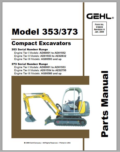 CATALOGO DE PEÇAS PDF ESCAVADEIRA COMPACTA 353 373 - GEHL