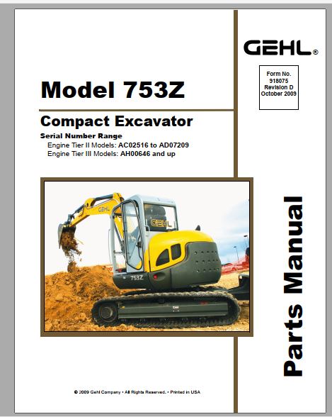 CATALOGO DE PEÇAS PDF ESCAVADEIRA COMPACTA 753Z - GEHL