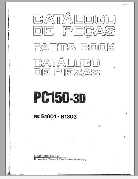 CATALOGO DE PEÇAS PDF ESCAVADEIRA HIDRÁULICA PC150-3D - KOMATSU