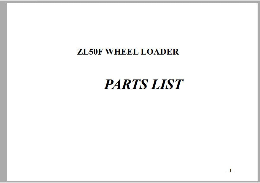 CATALOGO DE PEÇAS PDF PÁ CARREGADEIRA ZL50F - YTO