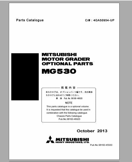 CATALOGO DE PEÇAS PDF MOTONIVELADORA MG530 - MITSUBISHI