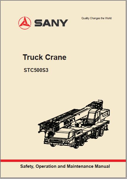 MANUAL DE OPERAÇÃO E MANUTENÇÃO PDF CAMINHÃO GUINDASTE STC500S3 - SANY