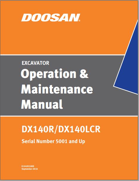 MANUAL DE OPERAÇÃO E MANUTENÇÃO PDF ESCAVADEIRA DX140R DX140LCR - DOOSAN
