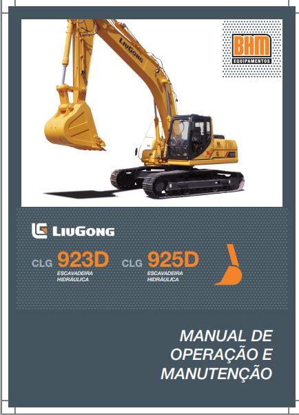 MANUAL DE OPERAÇÃO E MANUTENÇÃO PDF ESCAVADEIRAS CLG 923D CLG 952D - LIUGONG