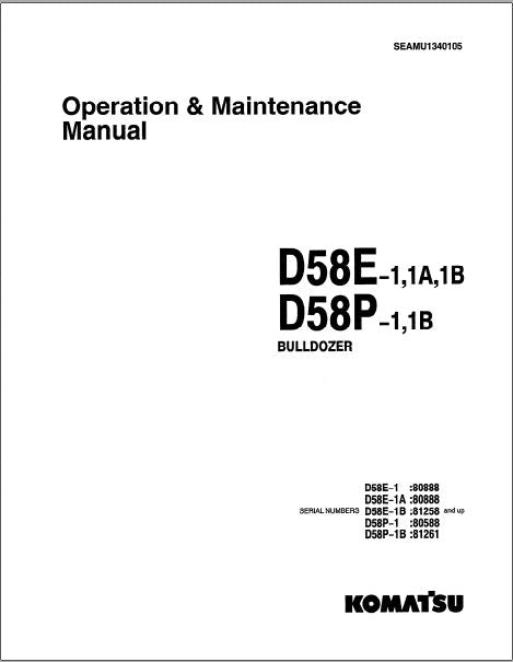 MANUAL DE OPERAÇÃO E MANUTENÇÃO PDF TRATOR ESTEIRA D58E-1,1A,1B - D58P-1,1B  - KOMATSU