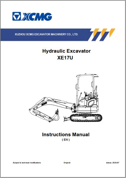MANUAL DE OPERAÇÃO PDF MINI ESCAVADEIRA XE17U - XCMG