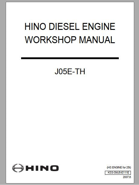 MANUAL DE SERVIÇOS DE OFICINA PDF MOTOR DIESEL J05E-TH - HINO