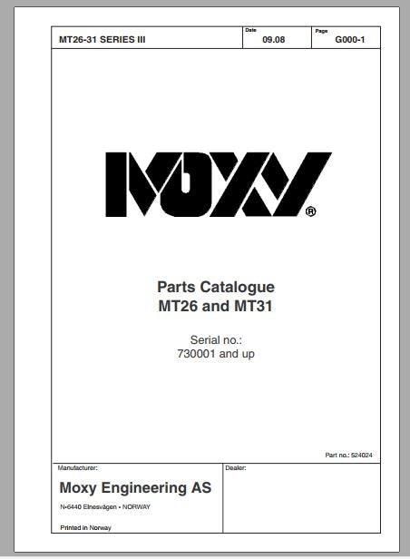 CATALOGO DE PEÇAS - MOXY MT26 and MT31