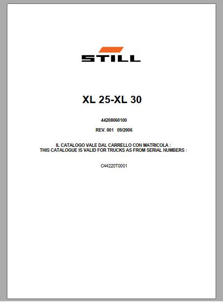 CATALOGO DE PEÇAS - STILL XL 25-XL 30