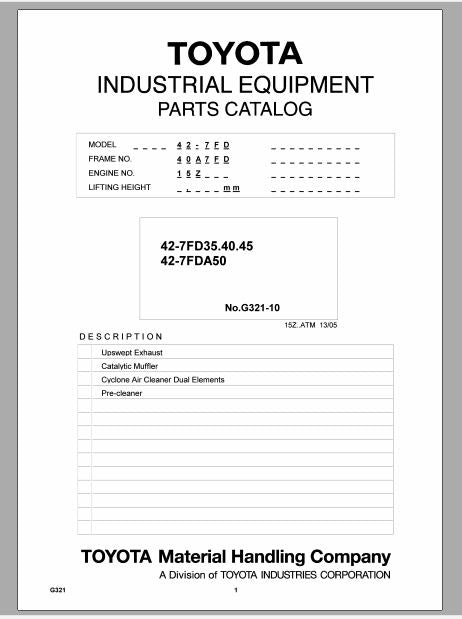 CATALOGO DE PEÇAS - TOYOTA 42-7FD35.40.45