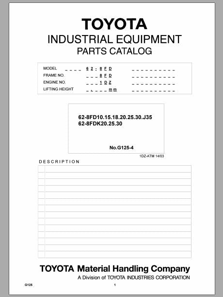 CATALOGO DE PEÇAS - TOYOTA G125-4