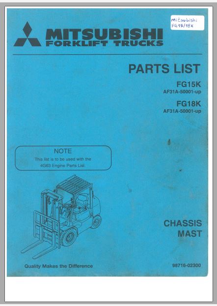 LISTA DE PEÇAS - MITSUBISHI FG15K