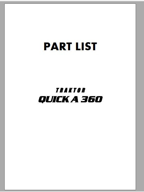 LISTA DE PEÇAS - TRACTOR QUICK A 360