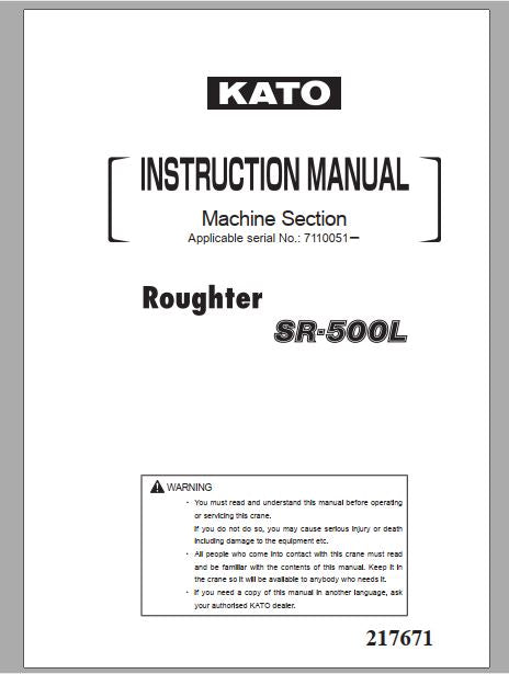 MANUAL DE INSTRUÇÃO KATO MACHINE SECTION ROUGHTER SR-500L