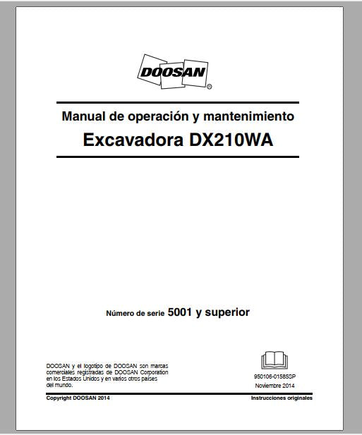 MANUAL DE OPERAÇÃO DOOSAN DX210WA