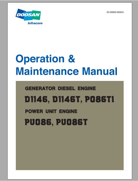manual de operação doosan generator diesel engine D1146