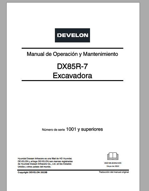 MANUAL DE OPERAÇÃO E MANUTENÇÃO - DEVELON DX85R-7