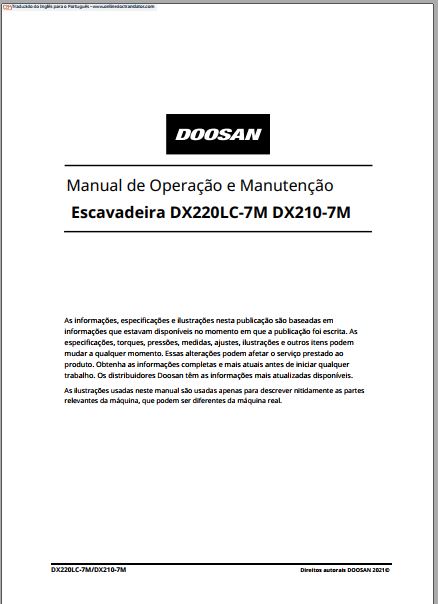 MANUAL DE OPERAÇÃO ESCAVADEIRA DX220LC-7M DOOSN