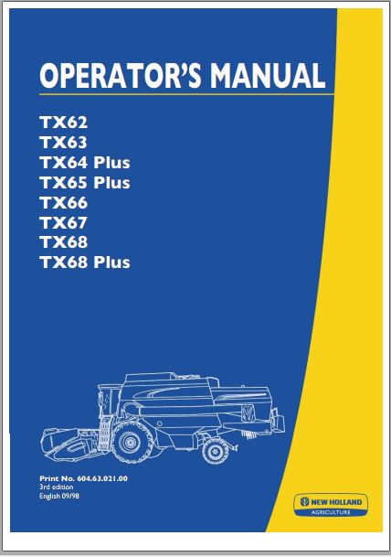 MANUAL DE OPERAÇÃO NEW HOLLAND TX62, TX63