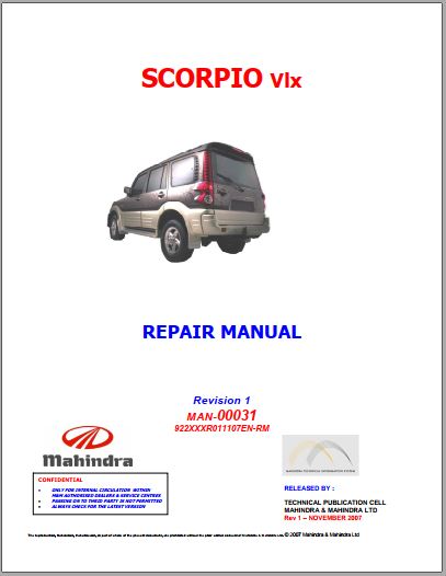 MANUAL DE REPARAÇÃO - MAHINDRA SCORPIO Vlx